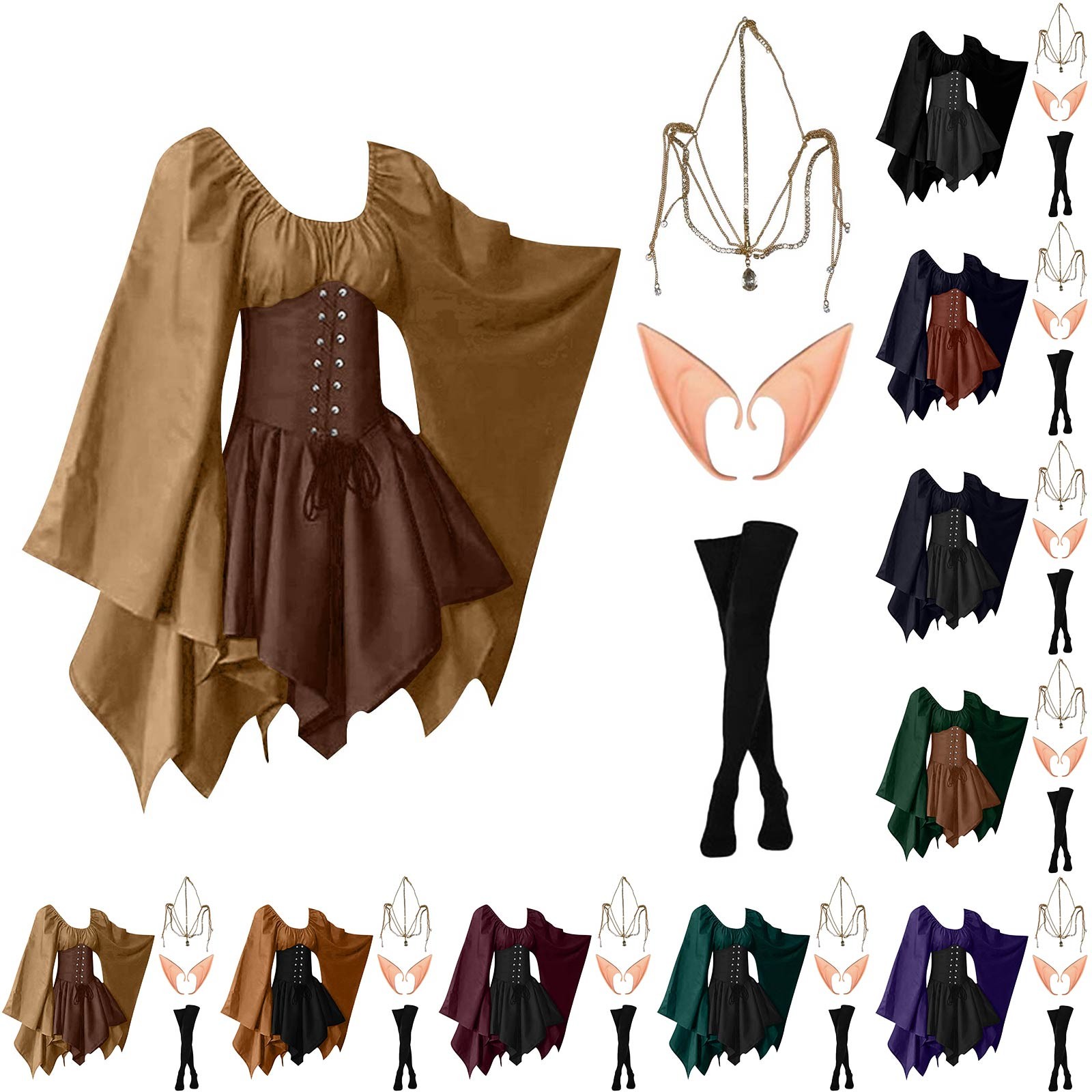 Elf Costume Christmas - Halloween cosplay palácio victoria medieval vintage