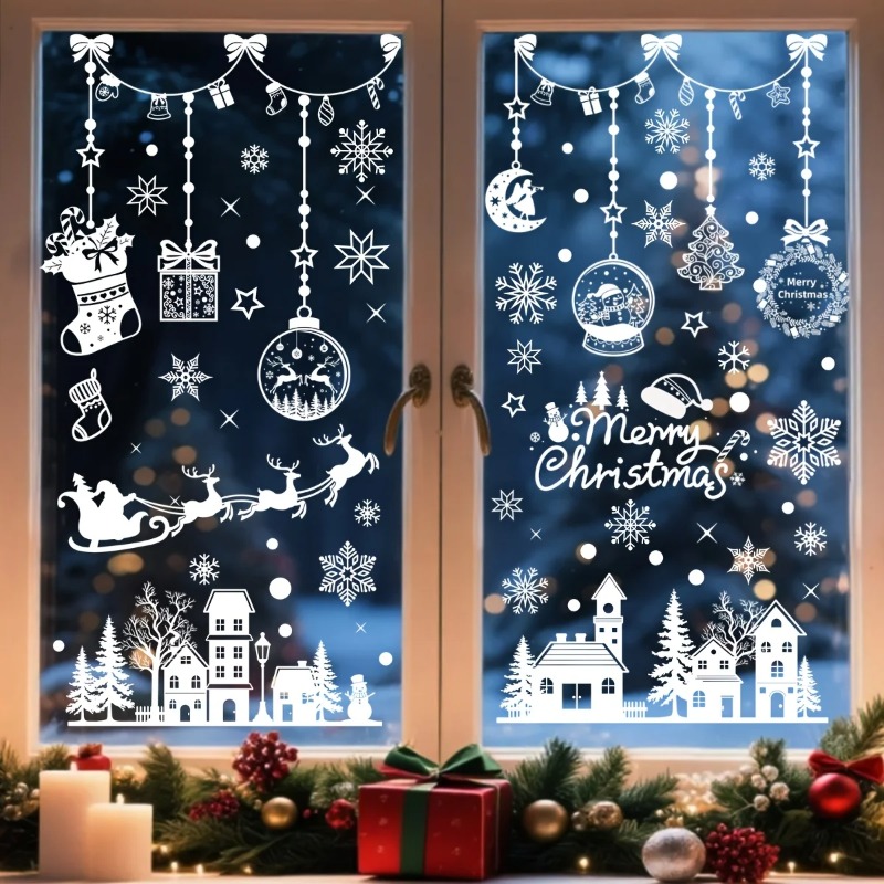 Snowflake Window Decal - 196 peças/9 Folhas de Adesivos Estáticos