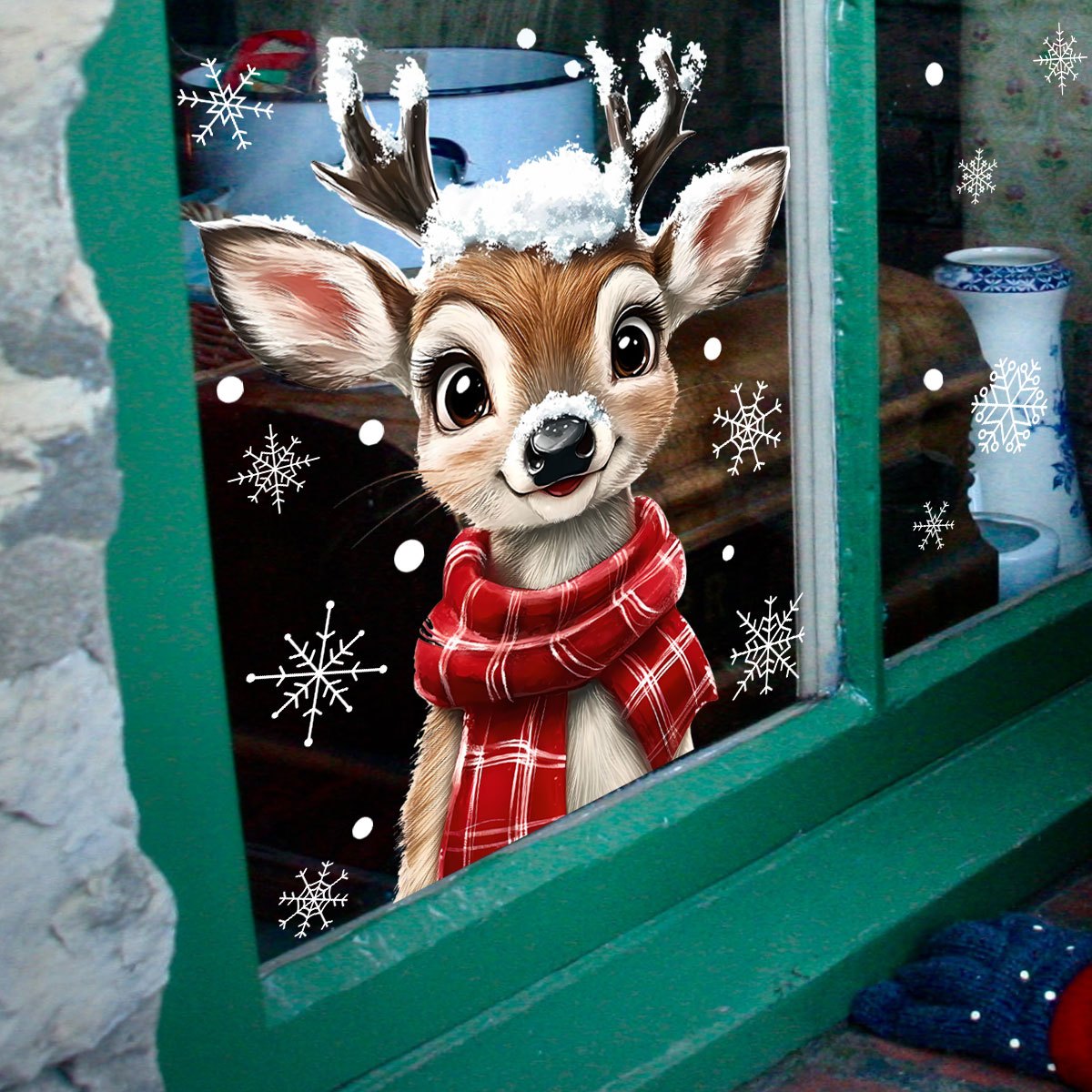 Snowflake Window Decal - 1pc cachecol de natal floco de