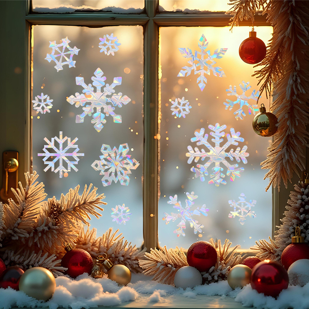 Snowflake Window Decal - Adesivos Eletrostáticos Coloridos de Floco de