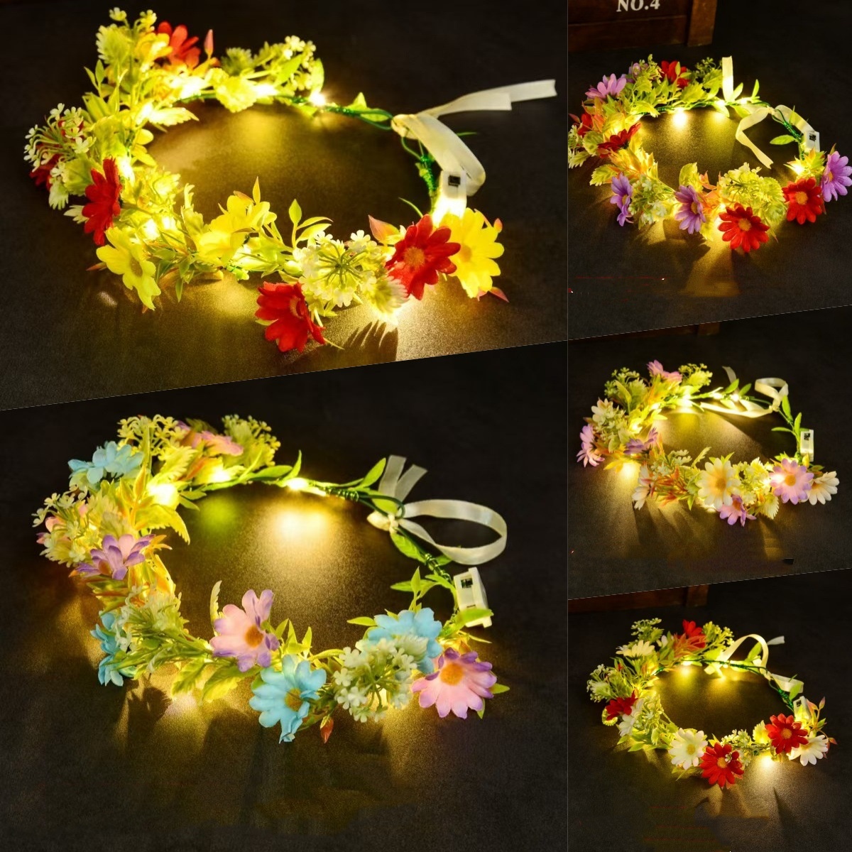 Led Fairy String Lights - Guirlanda Floral Luminosa com LED, Coroa