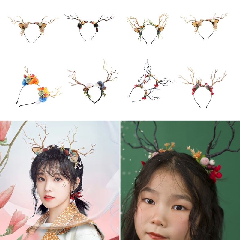 Reindeer Antlers Headband - Ramo rena chifre forma cabelo hoop