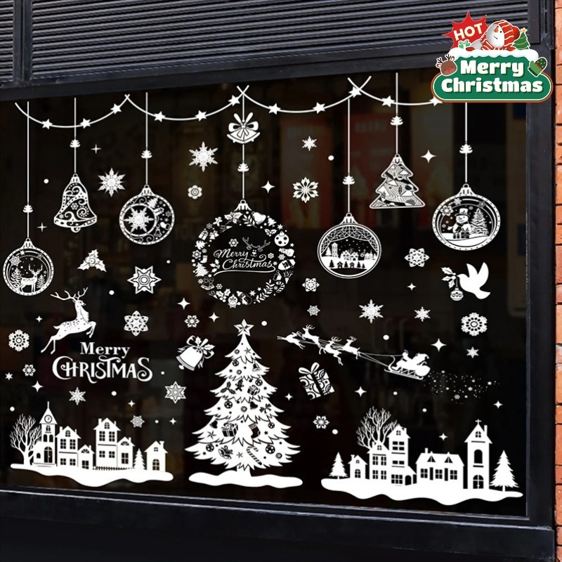 Snowflake Window Decal - 9 Folhas com 243 Adesivos Reutilizáveis