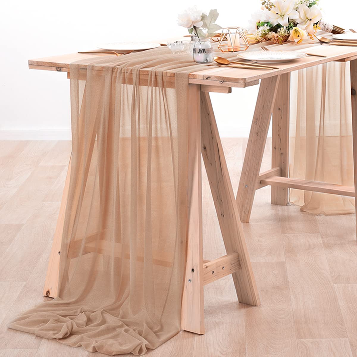 Christmas Table Runner - Corredor de mesa de chiffon, tecido