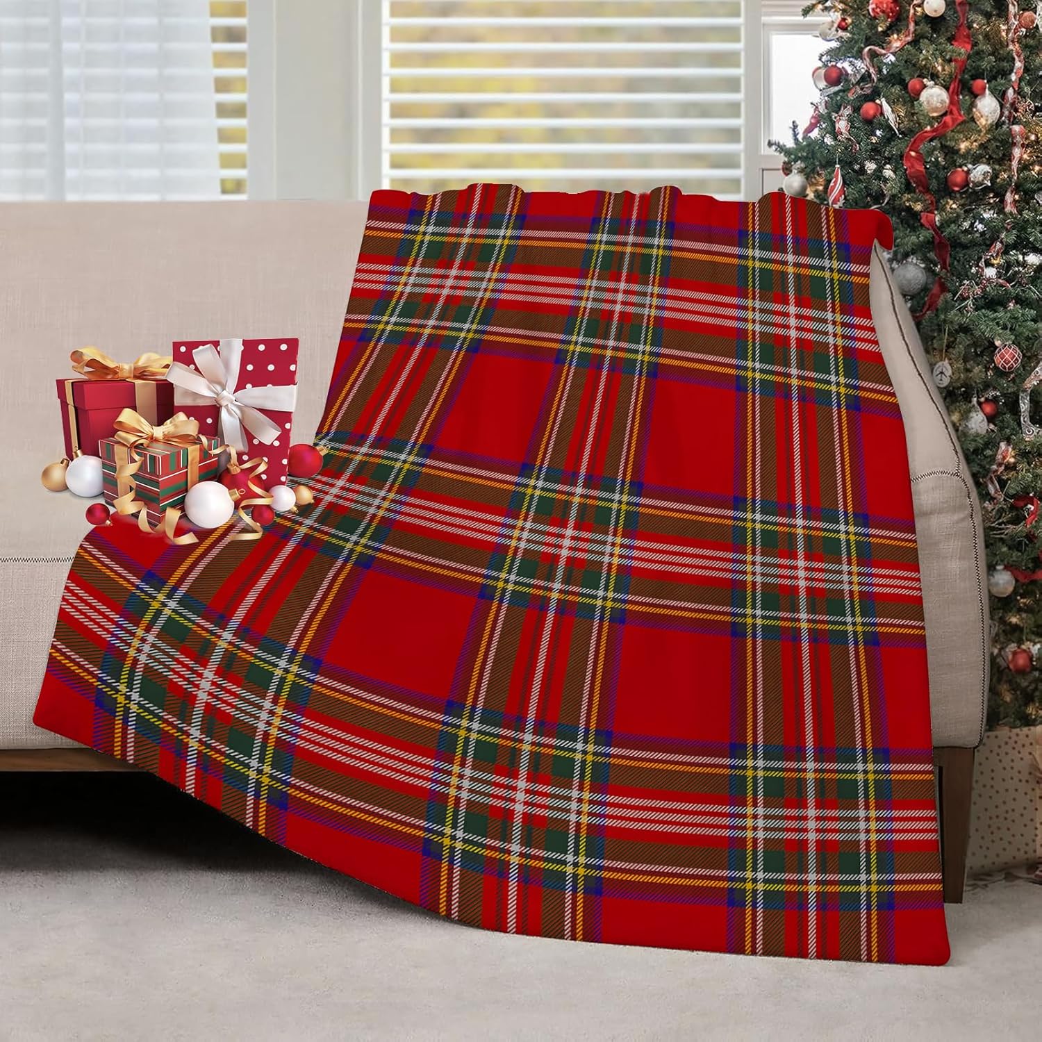 Christmas Throw Blanket - Natal xadrez lance cobertores escocês tartan