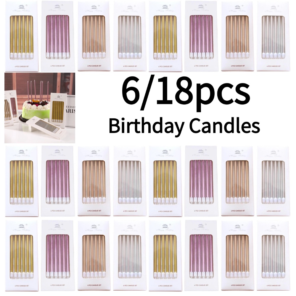 Holiday Candle Set - 6/18 pçs metal ouro prata velas