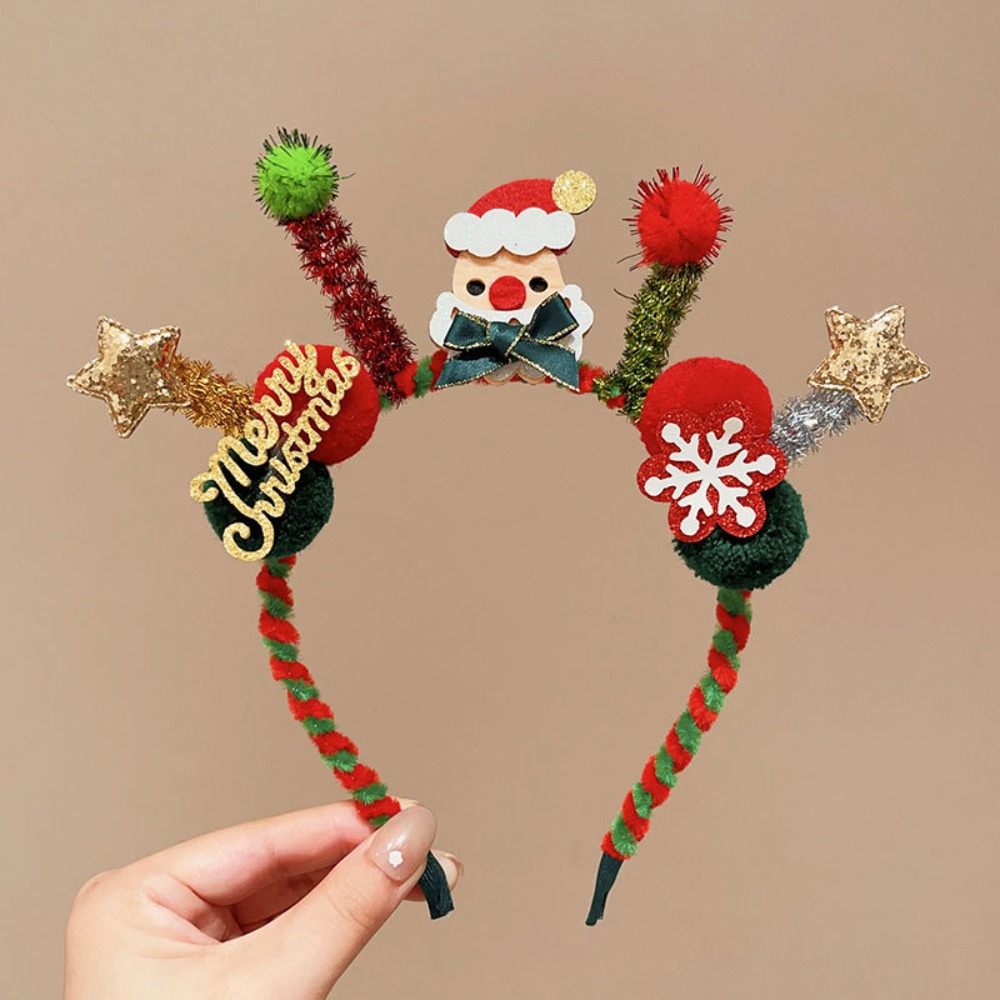 Reindeer Antlers Headband - Pelúcia led natal bandana brilhante elk