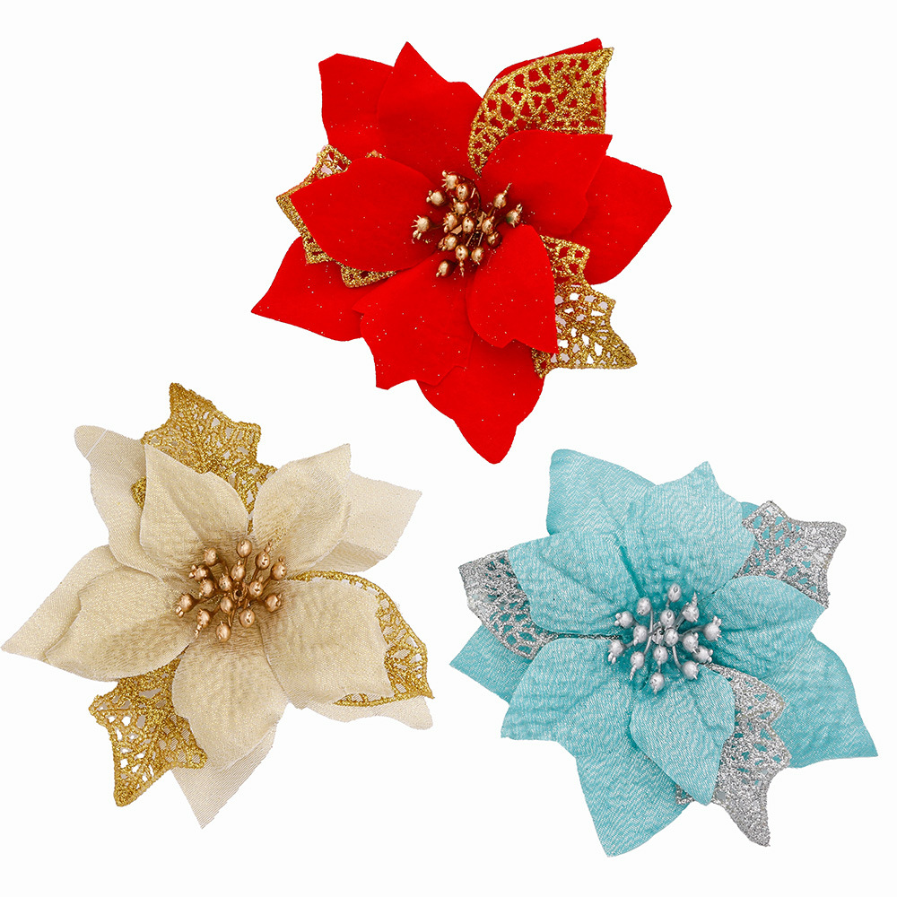 Christmas Wreath Fake - 10 pçs glitter flor artificial flor