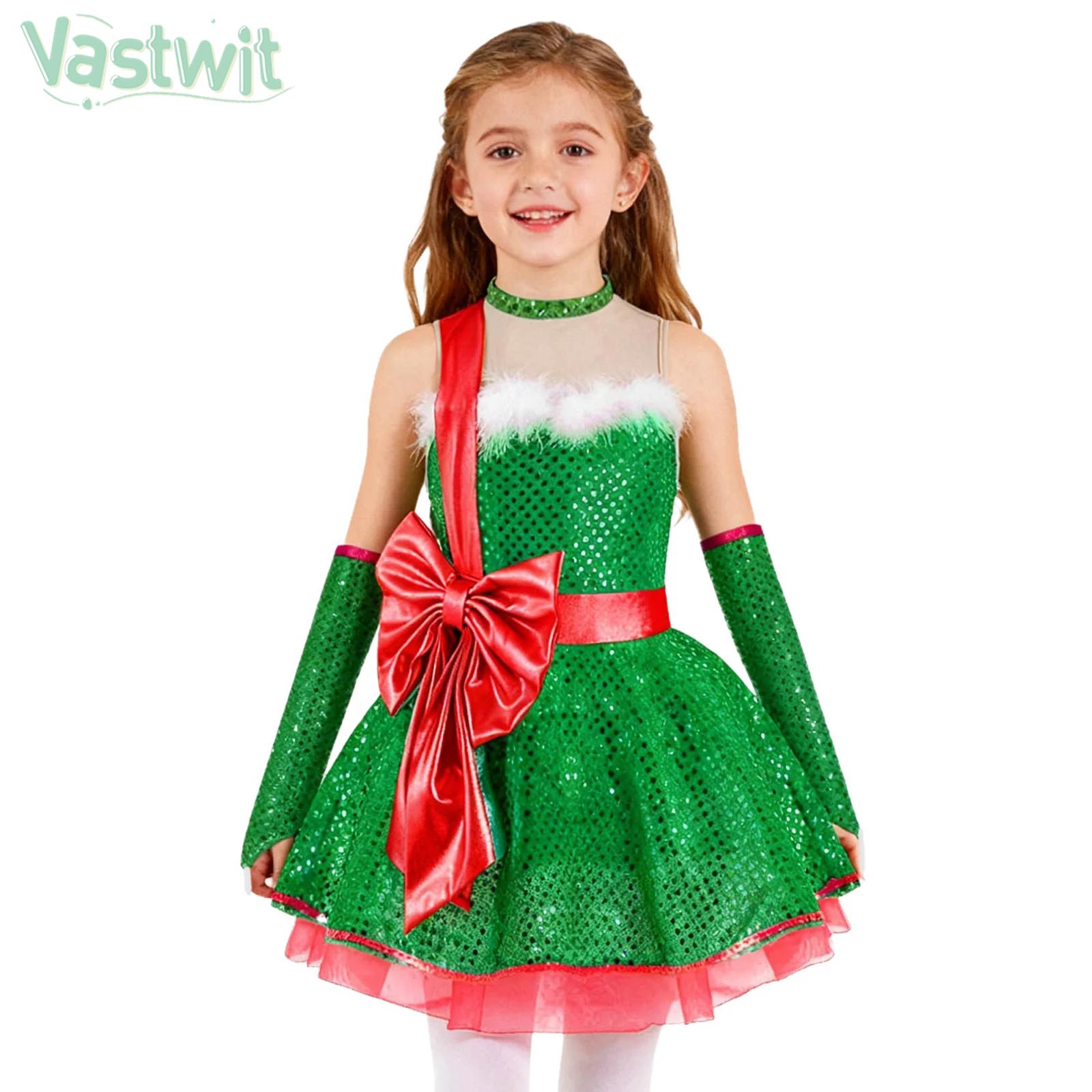 Elf Costume Christmas - Meninas adolescentes natal sem mangas doce
