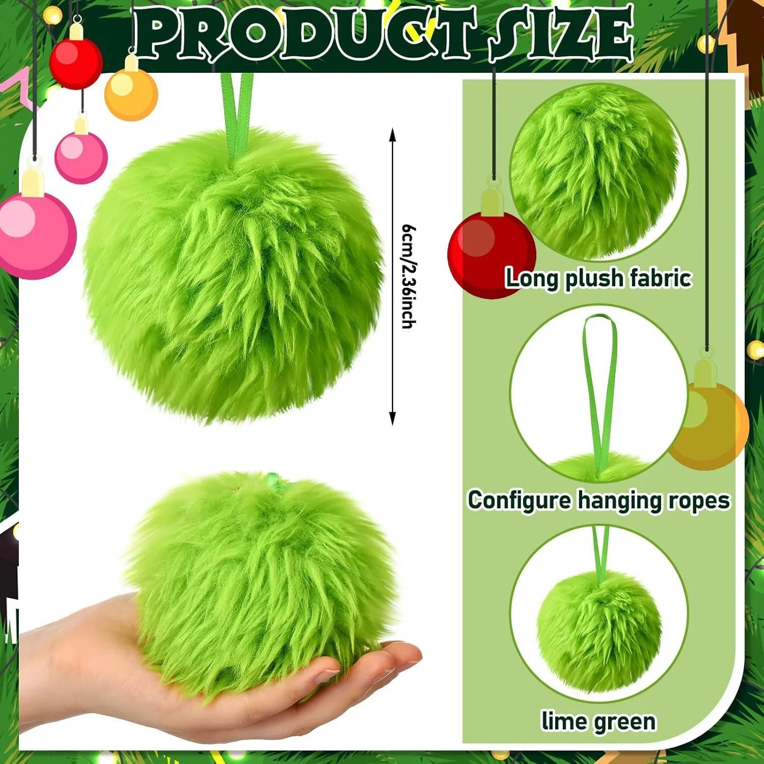 Santa Hat Plush - Natal verde longo bola de pelúcia