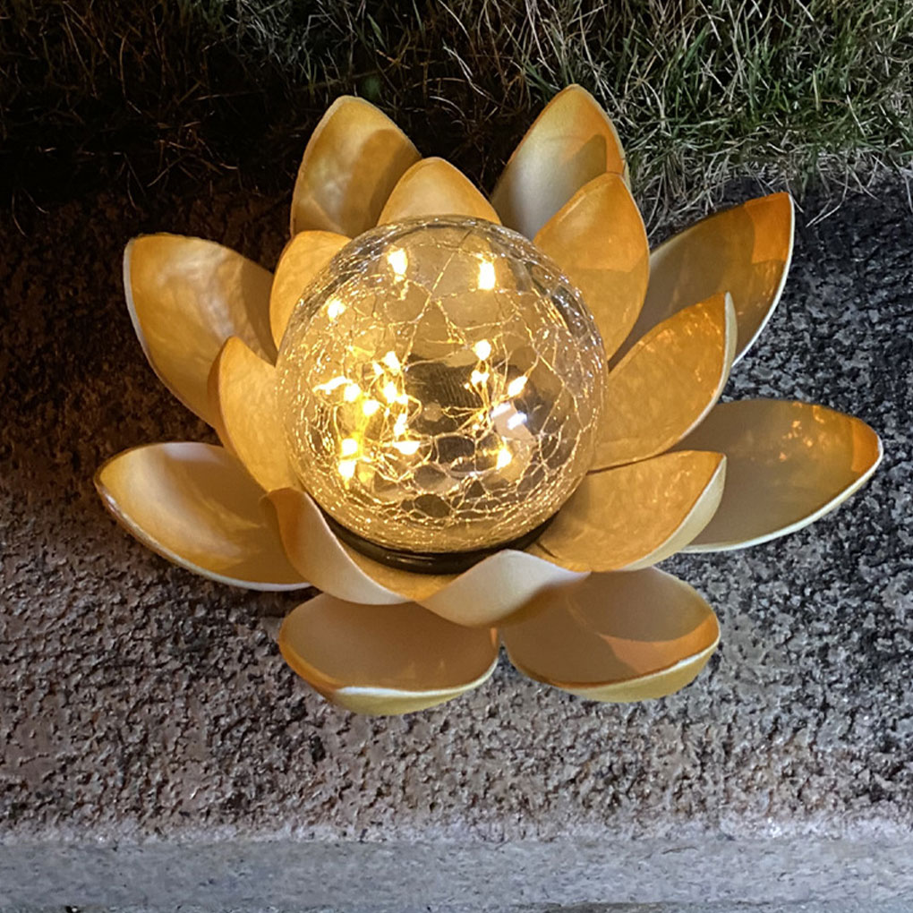 Christmas Lights Outdoor - Lotus Shaped Garden Solar Lights, Cracked