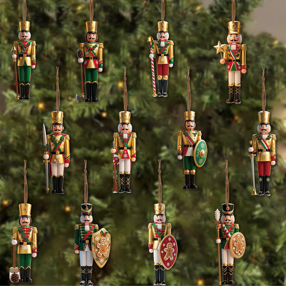 Nutcracker Figurine - 12 pçs 2d plana de madeira
