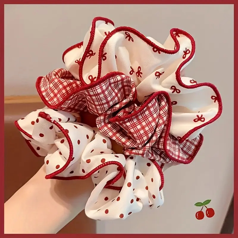 Christmas Throw Blanket - 3 Peças de Scrunchies Xadrez com