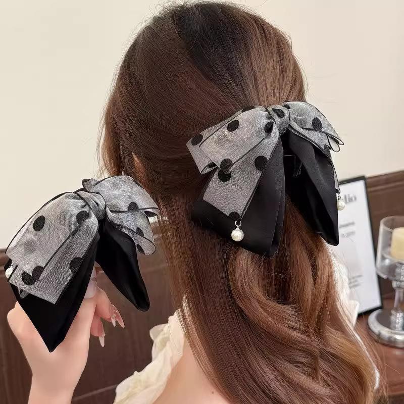 Ribbon Bow Gift - Presilha de Cabelo Elegante Cinza com