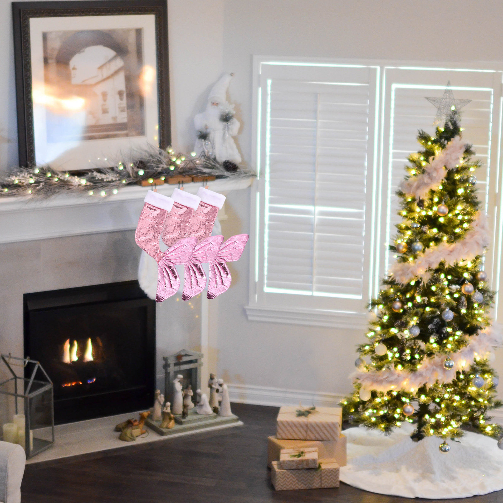 Christmas Stocking Hanging - Enfeites de Natal com Lantejoulas em