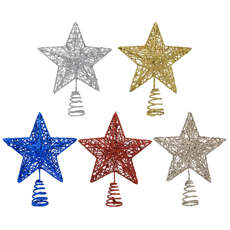 Star Tree Topper - 1pc ouro/prata/vermelho/azul glitter árvore de natal