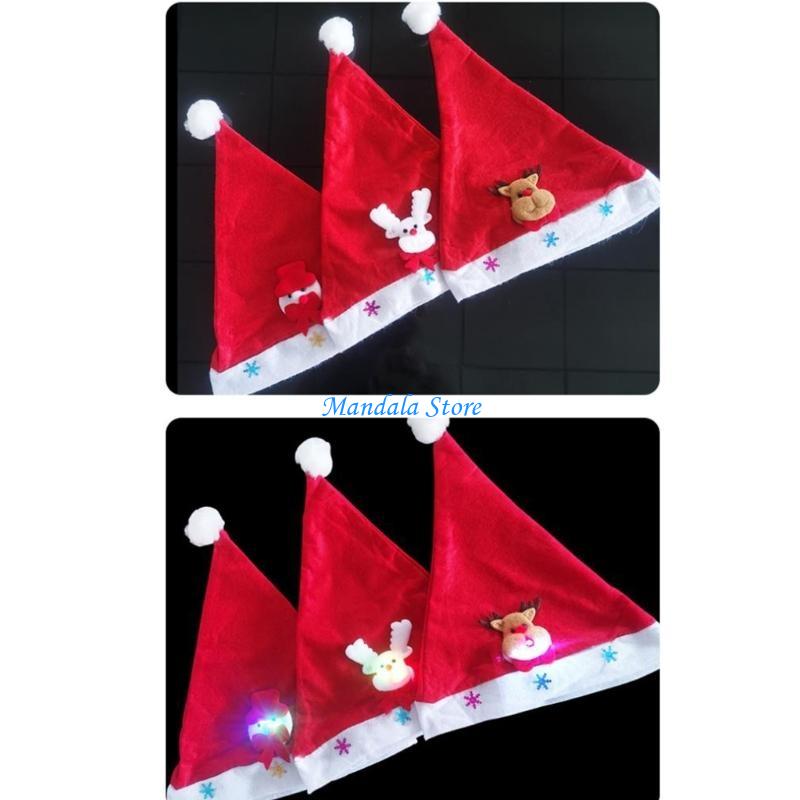 Santa Hat Plush - U2JC Chapéu adulto LED brilhante chapéu