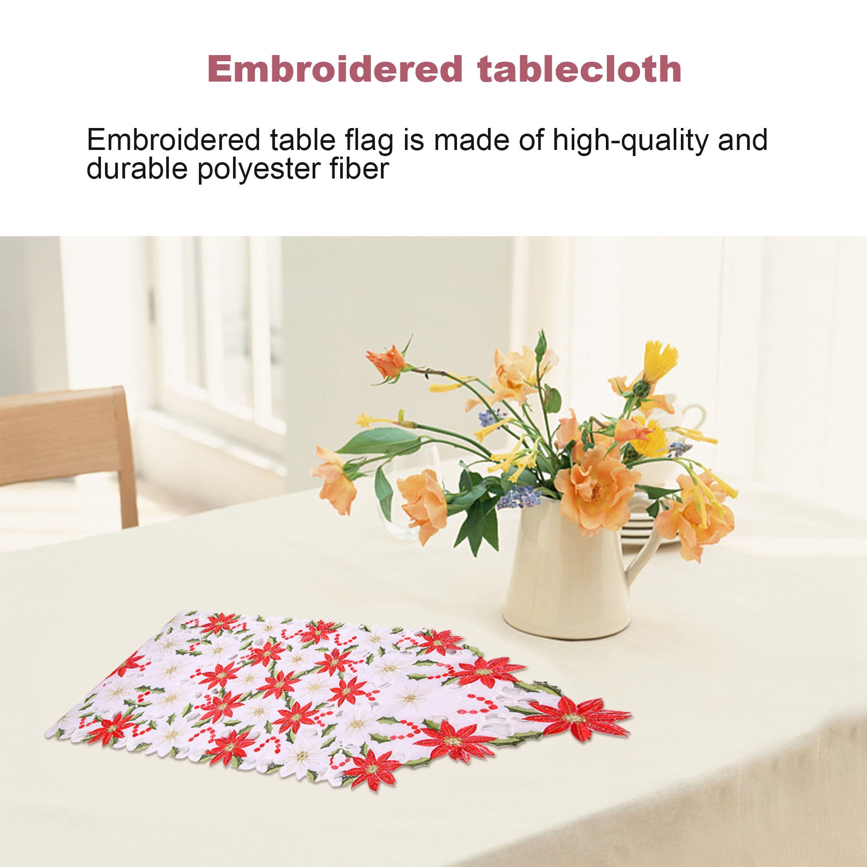 Christmas Table Runner - Corredor de mesa bordado de Natal,