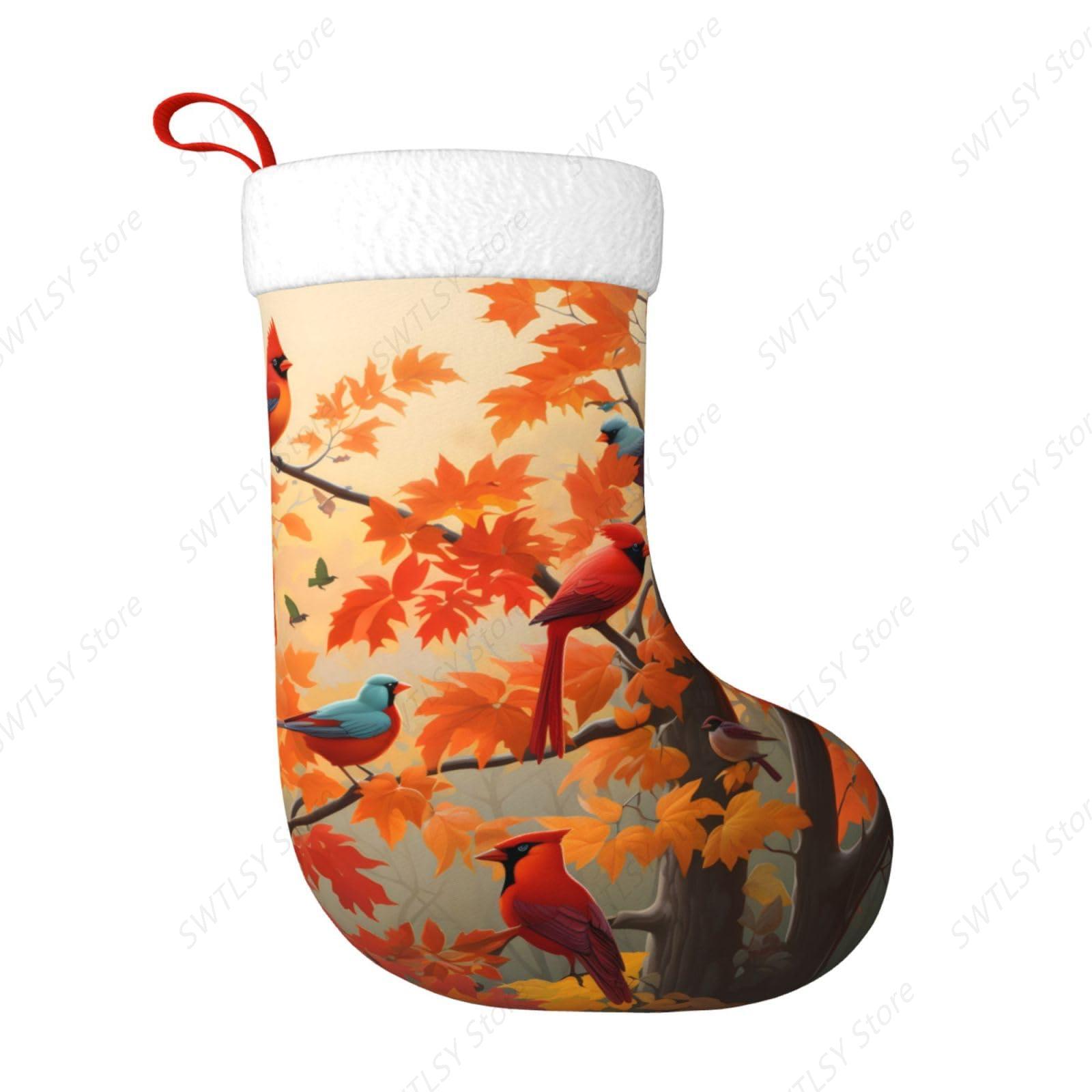 Christmas Stocking Hanging - Meias de Natal grandes com pássaros