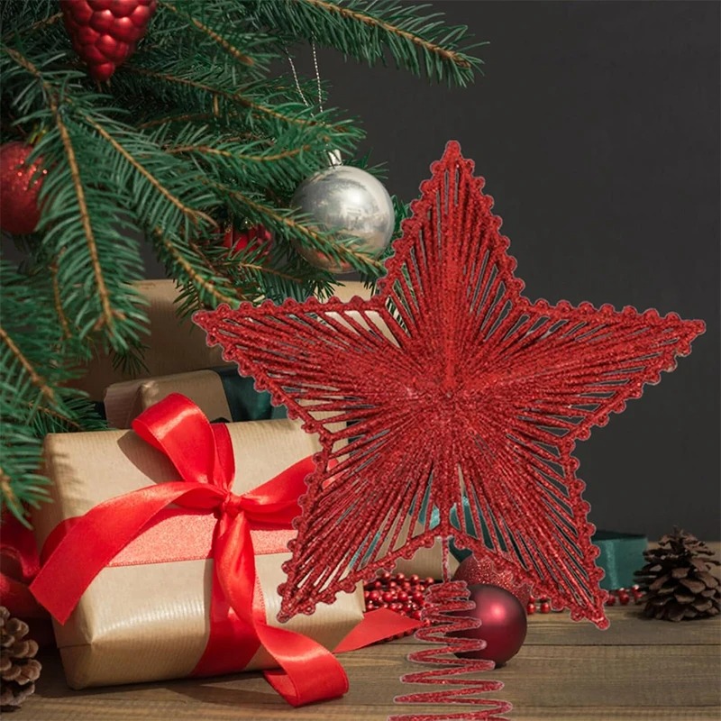 25cm vermelho glitter árvore d - Star Tree Topper avaliação e preço