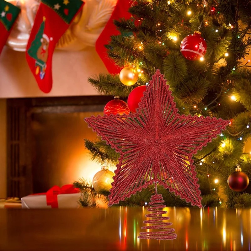25cm vermelho glitter árvore d - Star Tree Topper avaliação e preço