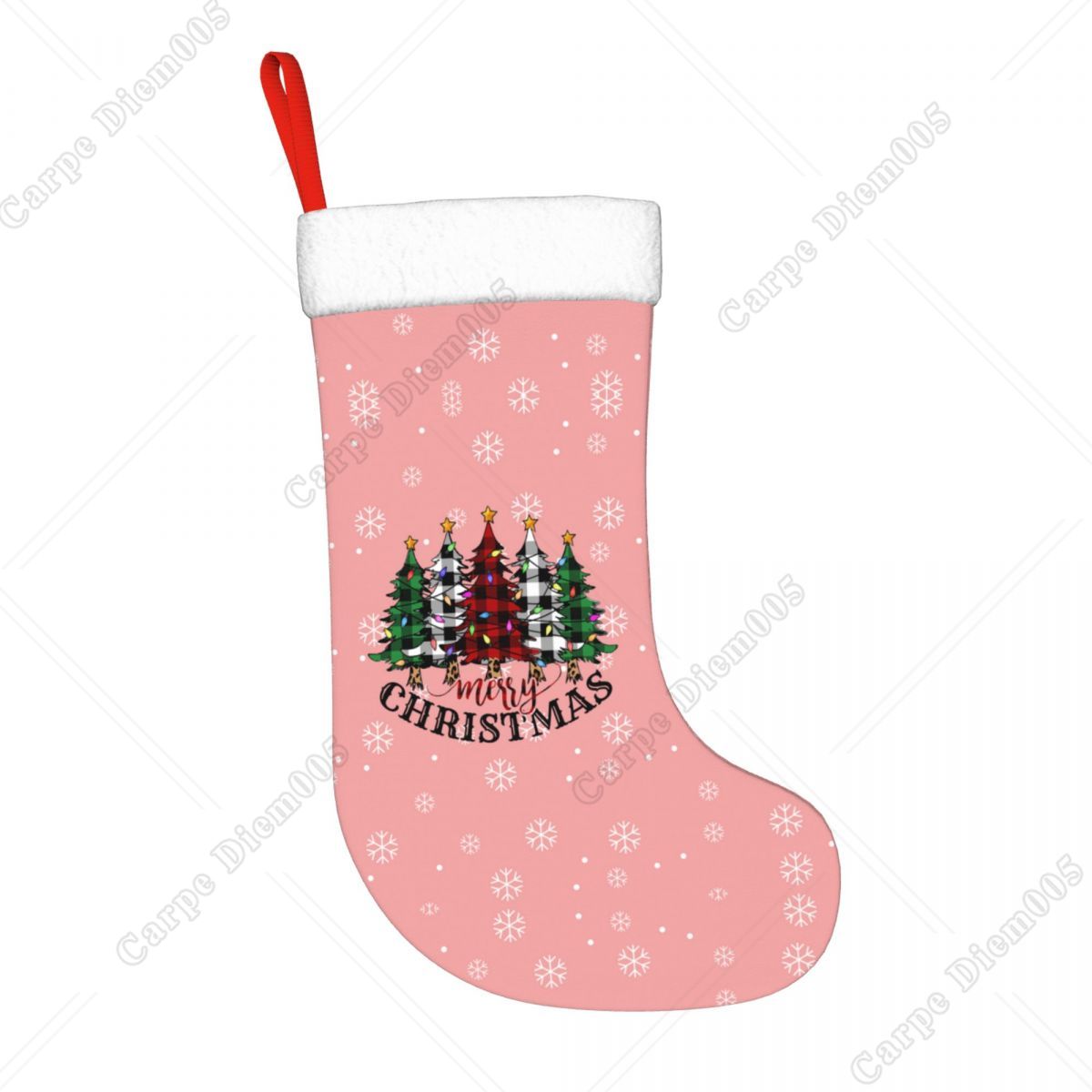 Flocos de neve rosa árvores de - Christmas Stocking Hanging avaliação e preço
