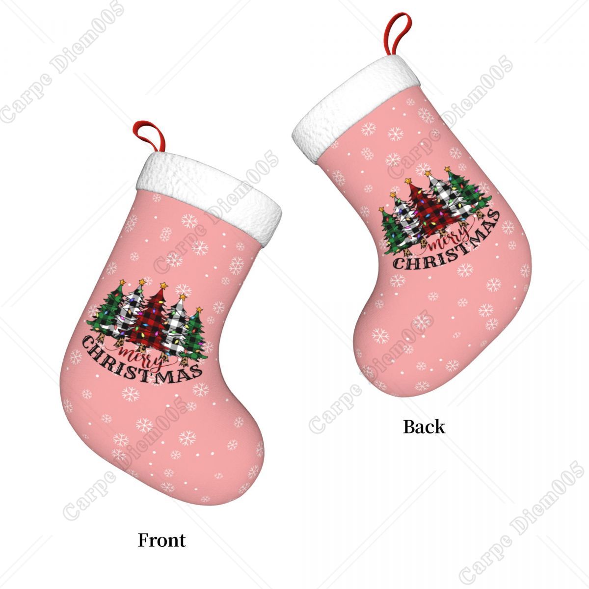 Flocos de neve rosa árvores de - Christmas Stocking Hanging avaliação e preço