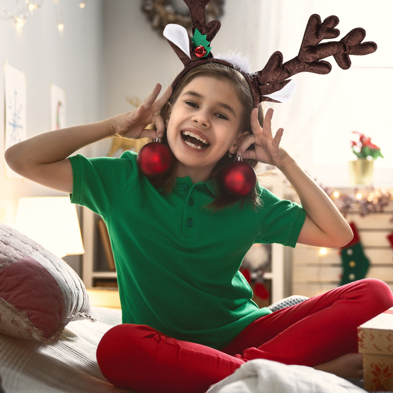 Tiara de Chifres de Rena para  - Reindeer Antlers Headband avaliação e preço