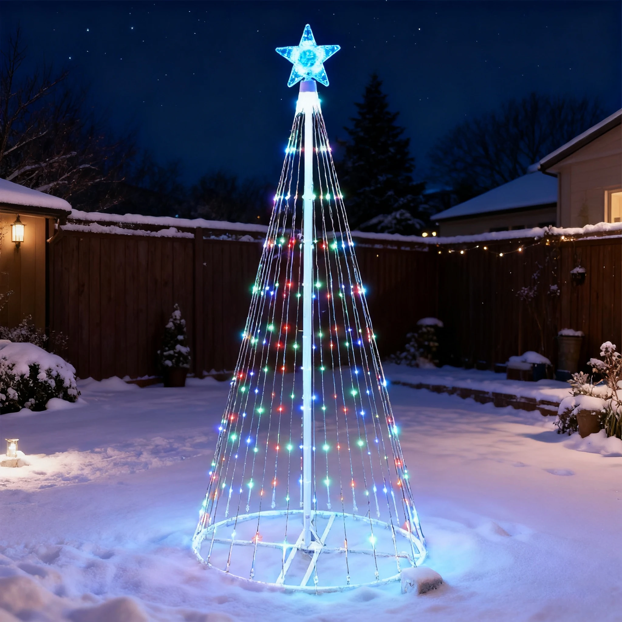 Luzes de corda cascata led mov - Star Tree Topper avaliação e preço