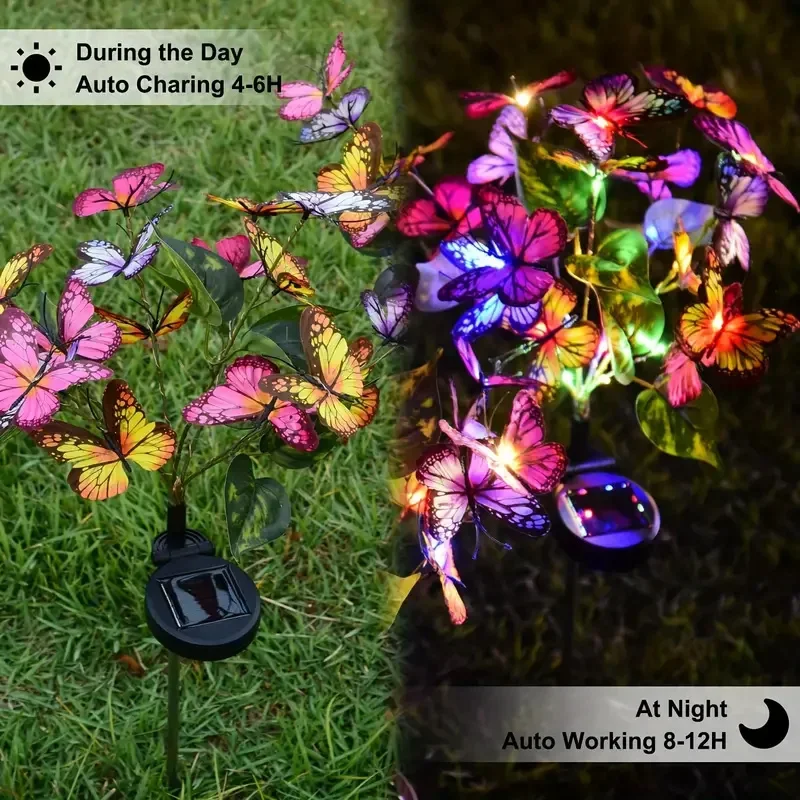 Solar led borboleta luzes do j - Christmas Lights Outdoor avaliação e preço