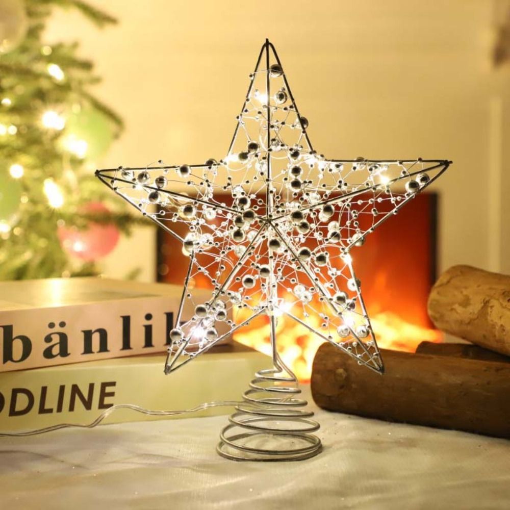 Ouro/prata led árvore de natal - Star Tree Topper avaliação e preço