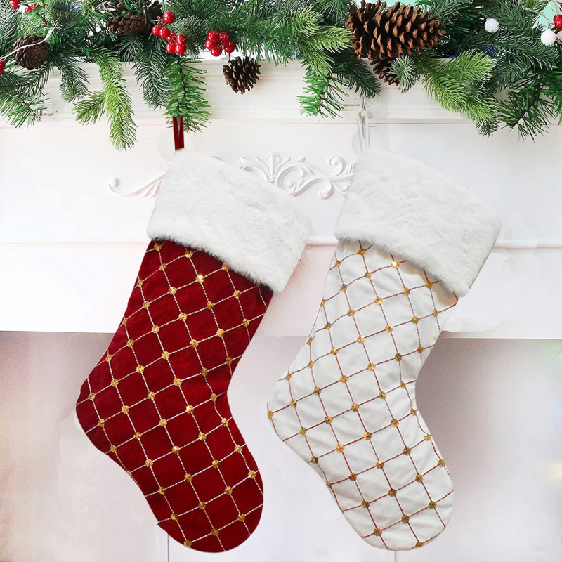 Meia de natal macia pele sinté - Christmas Stocking Hanging avaliação e preço
