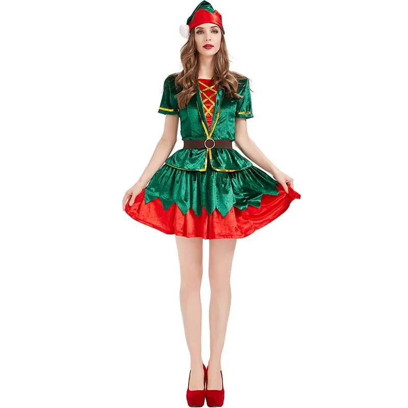 Feminino natal verde elfo traj - Elf Costume Christmas avaliação e preço