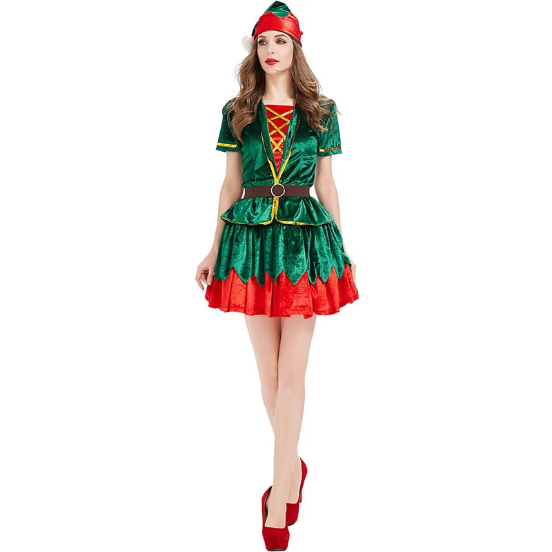 Feminino natal verde elfo traj - Elf Costume Christmas avaliação e preço