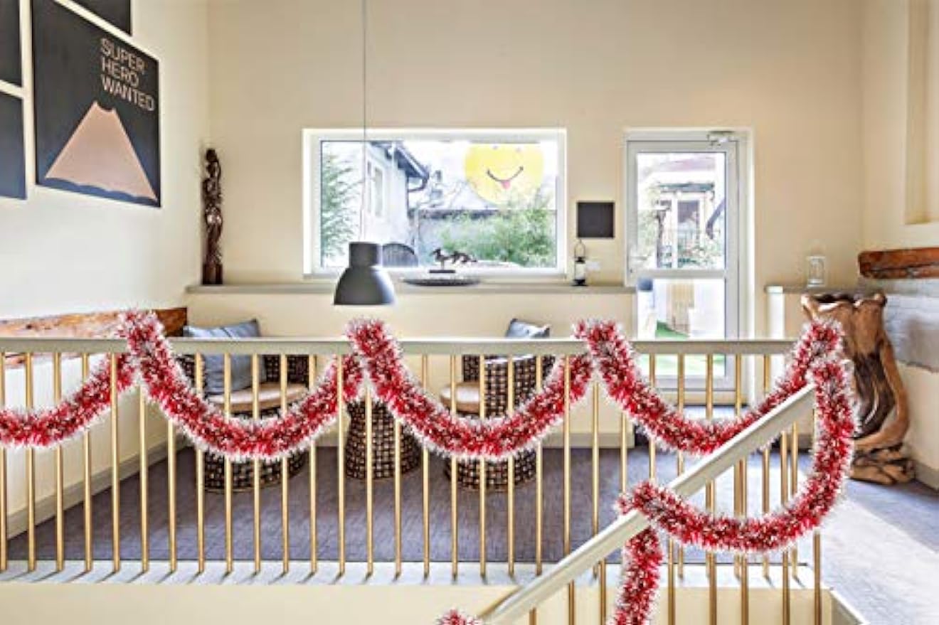 2m natal flâmulas metálicas ve - Tinsel Garland Decoration avaliação e preço