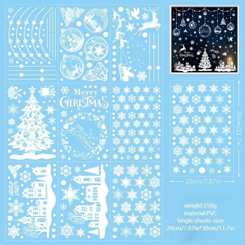 9 Folhas com 243 Adesivos Reut - Snowflake Window Decal avaliação e preço