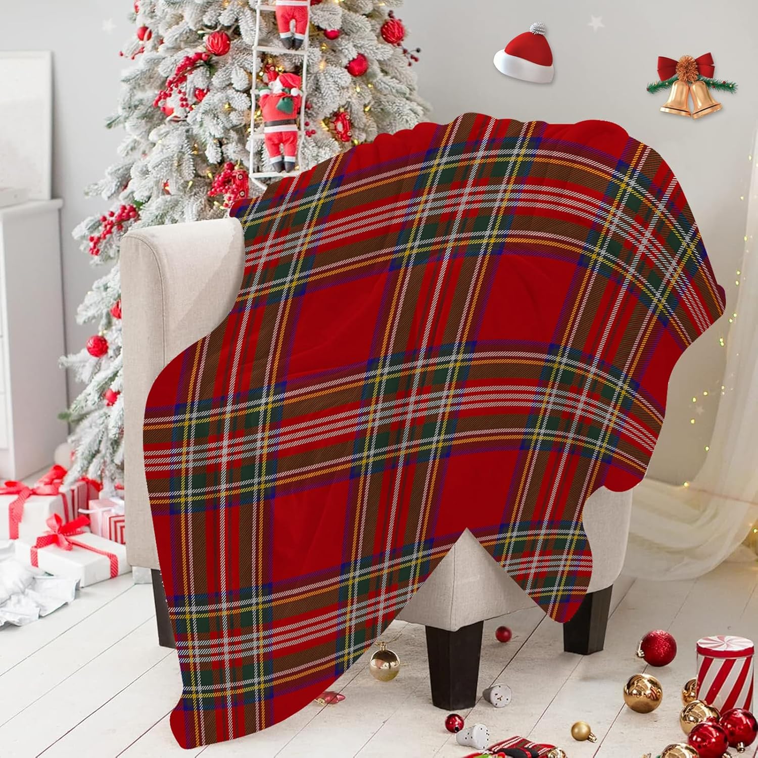 Natal xadrez lance cobertores  - Christmas Throw Blanket avaliação e preço