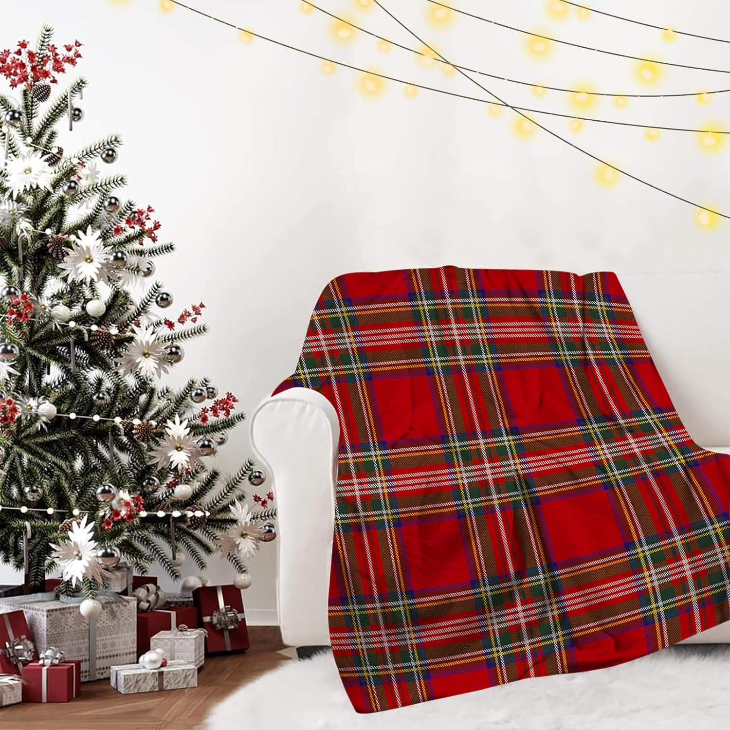 Natal xadrez lance cobertores  - Christmas Throw Blanket avaliação e preço