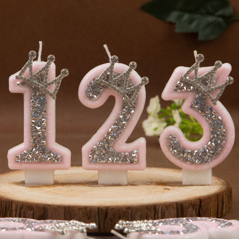 Velas digitais 0-9 rosa prata  - Holiday Candle Set avaliação e preço