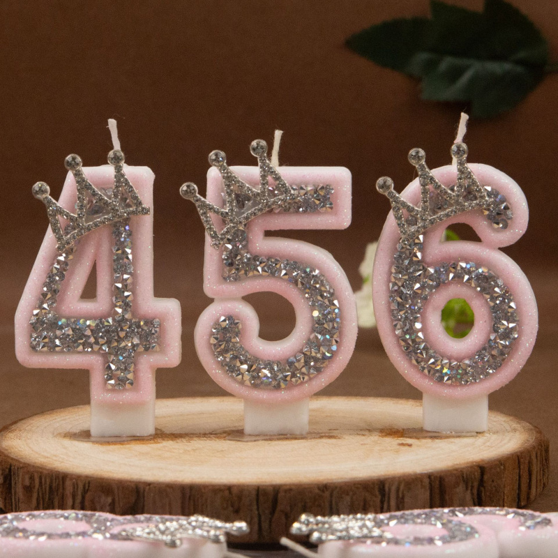 Velas digitais 0-9 rosa prata  - Holiday Candle Set avaliação e preço