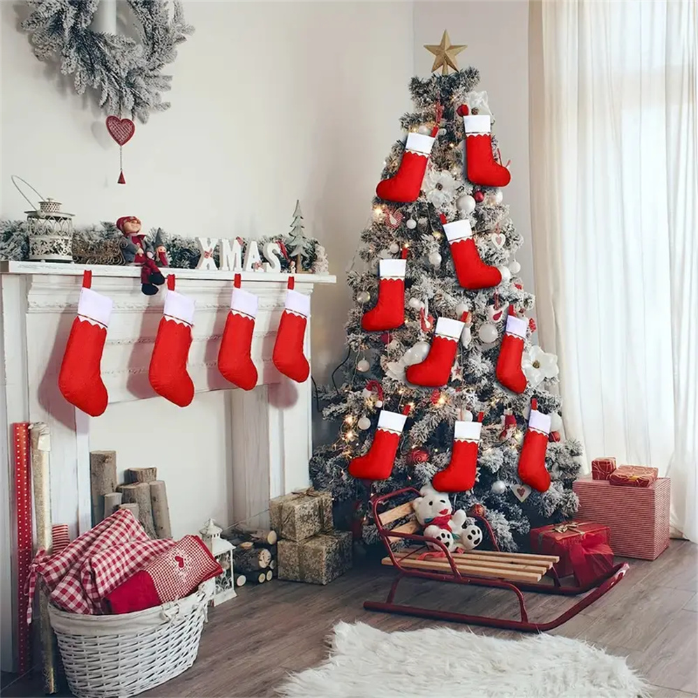 12pçs meias de natal de feltro - Christmas Stocking Hanging avaliação e preço