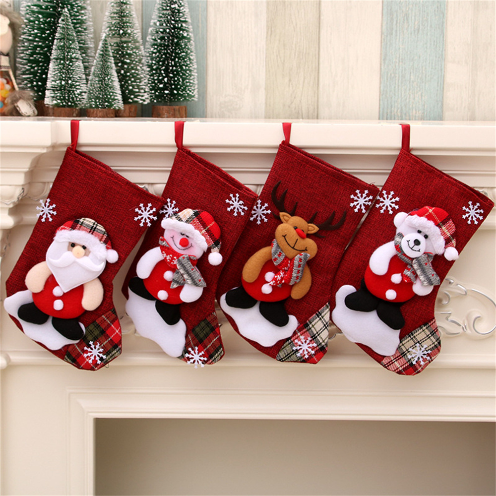Linho meias de natal saco de p - Christmas Stocking Hanging avaliação e preço