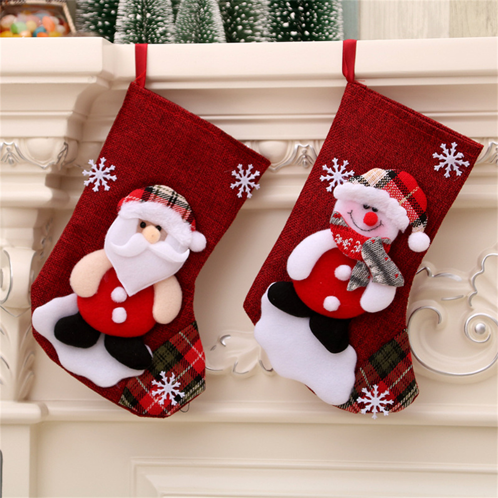 Linho meias de natal saco de p - Christmas Stocking Hanging avaliação e preço