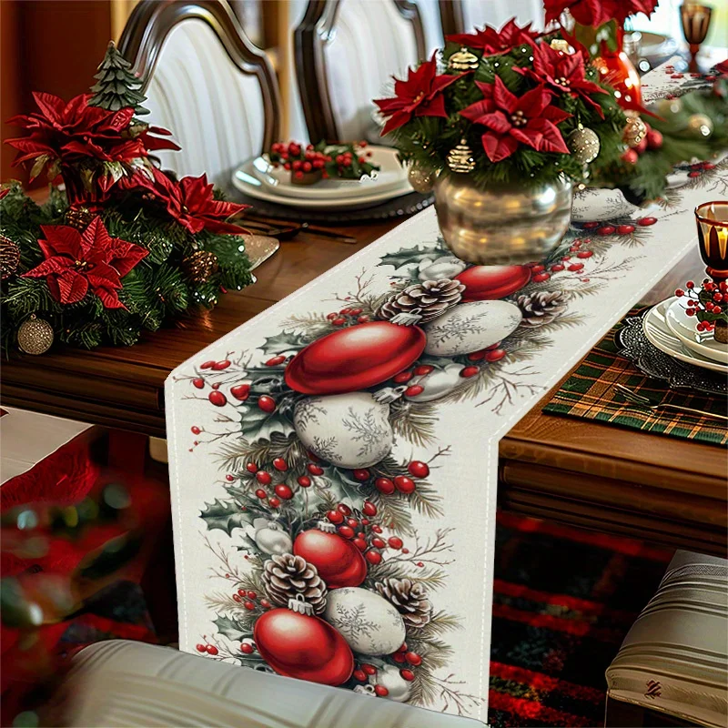 Bolas de natal pinha vermelho  - Christmas Table Runner avaliação e preço