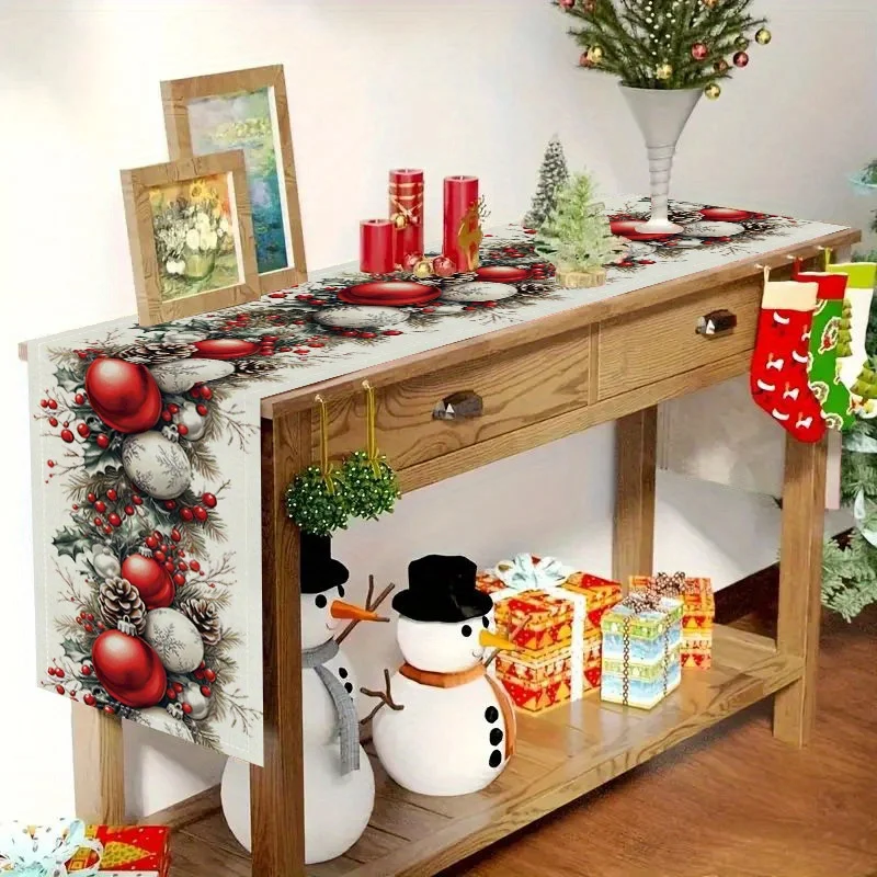 Bolas de natal pinha vermelho  - Christmas Table Runner avaliação e preço