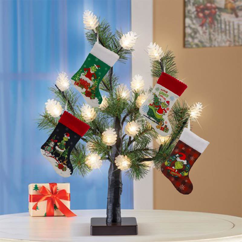 Meia de natal grinch meia elfo - Christmas Stocking Hanging avaliação e preço