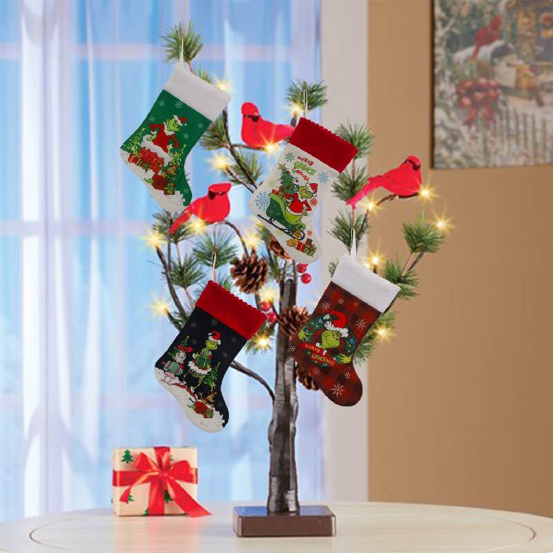 Meia de natal grinch meia elfo - Christmas Stocking Hanging avaliação e preço