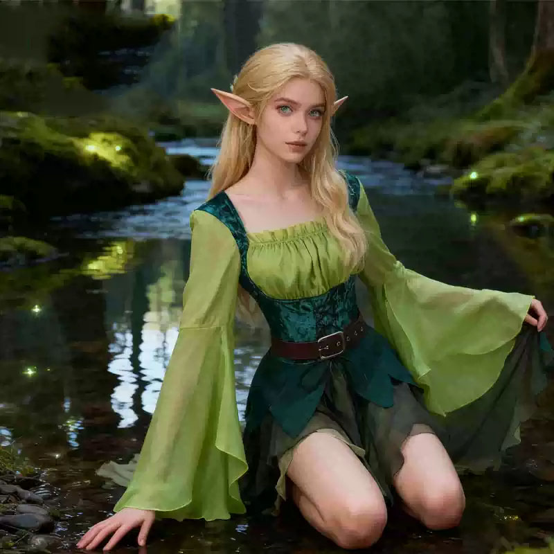 Vestido de Fada Verde Medieval - Elf Costume Christmas avaliação e preço